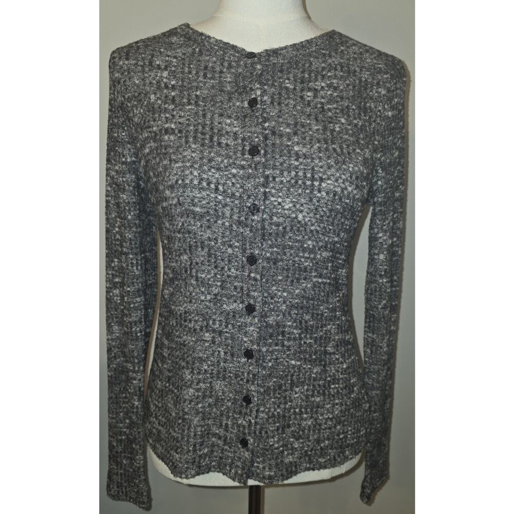 NWT S Women's Black & Gray Button Up Soft Knit Cardigan‎ Lola Grace MSRP $44